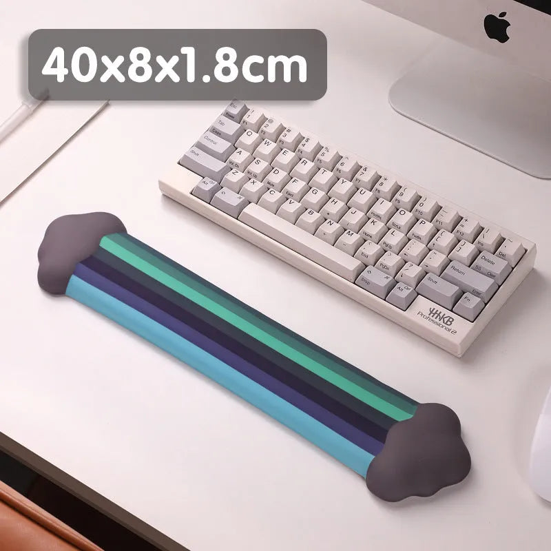 Silicone gel wrist rest mouse pad and matching keyboard support pad with cloud pattern in chosen colour.