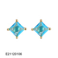 Gold-plated brass earrings with pear-shaped and drop-shaped zircon stones in candy colours