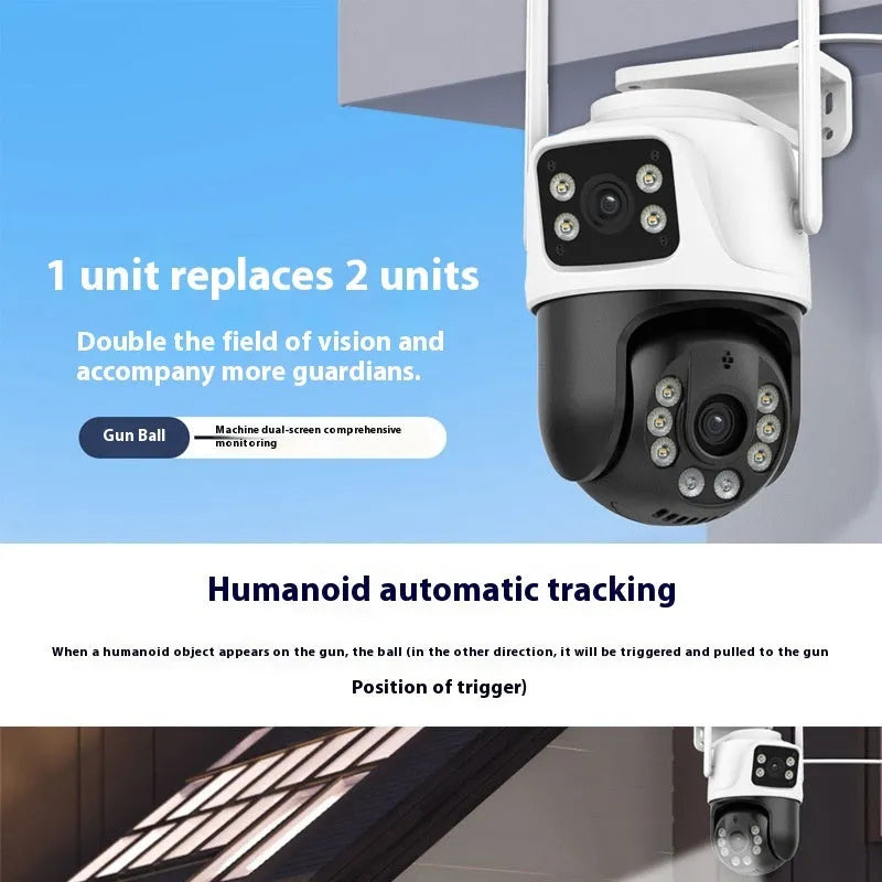 Wireless dual screen outdoor surveillance camera system with 3MP HD resolution