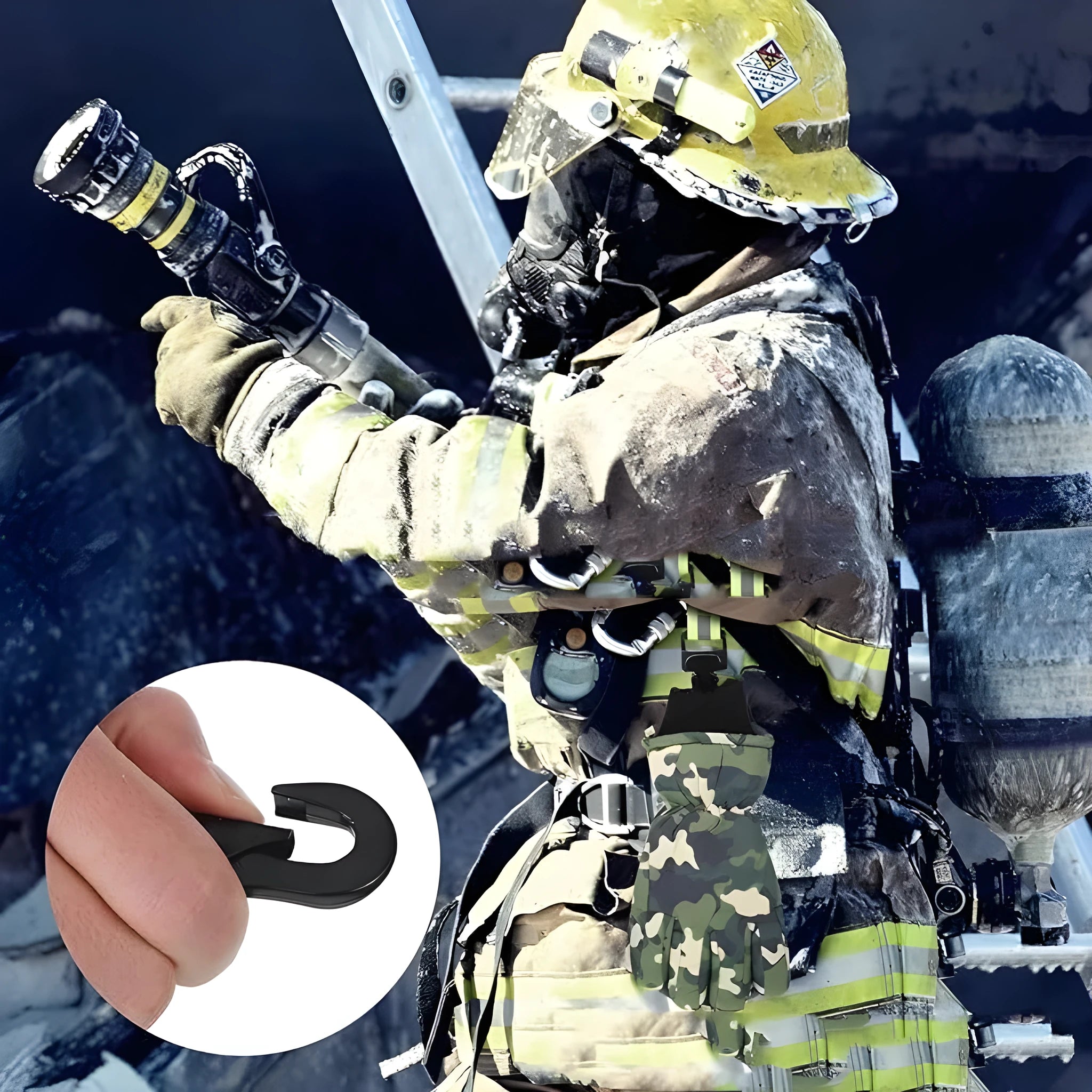 Fluorescent green metal buckle gloves clamp with reflective tape for industrial safety belts