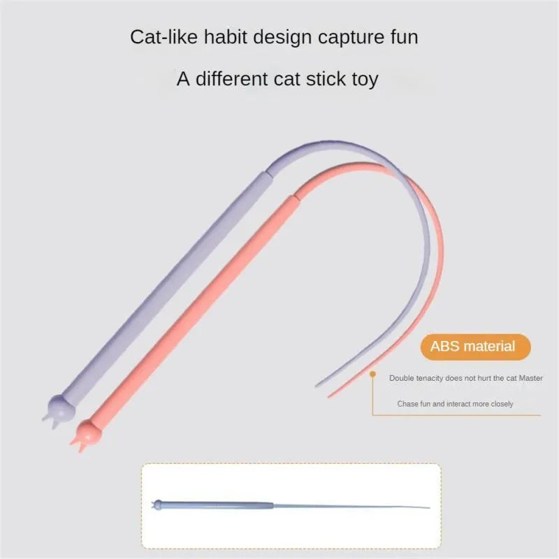 Simulated mouse tail cat teaser stick with flexible silicone tail and cat head design