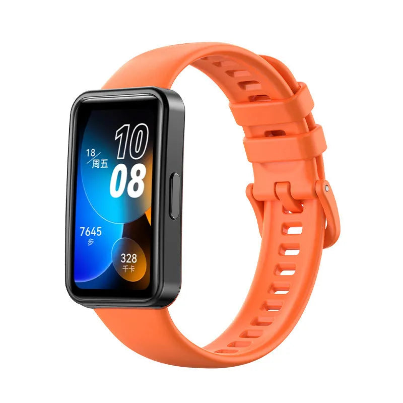 Huawei silicone bracelet watch strap in black, one of eleven colour options