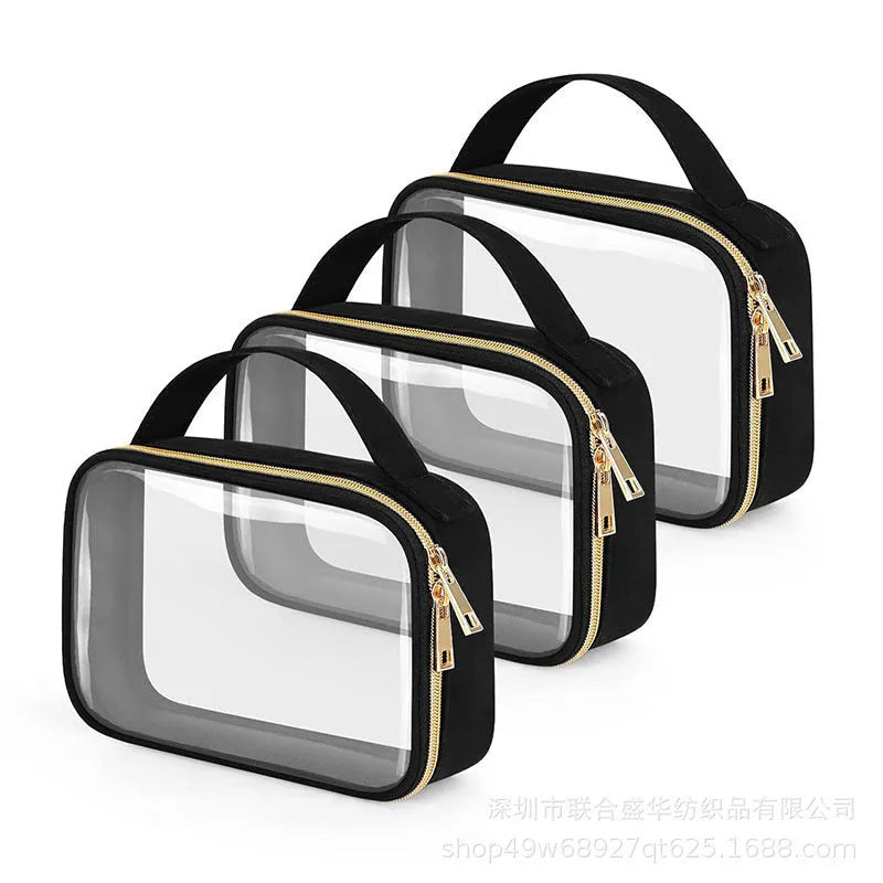 Transparent PVC lipstick storage bag with chain handle in leopard print colour