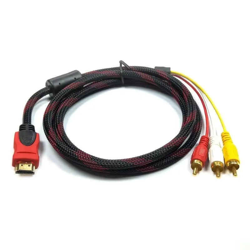 HDMI to composite video RCA adapter cable with 1.5 metre length and alloy connectors