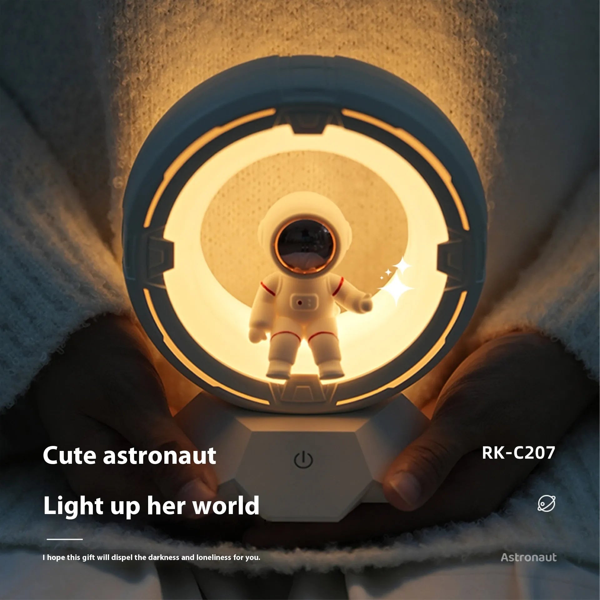 Creative Astronaut LED Small Night Lamp in white, cartoon style, 4.4W, USB Type-C powered, size 12.8x10.2x15cm