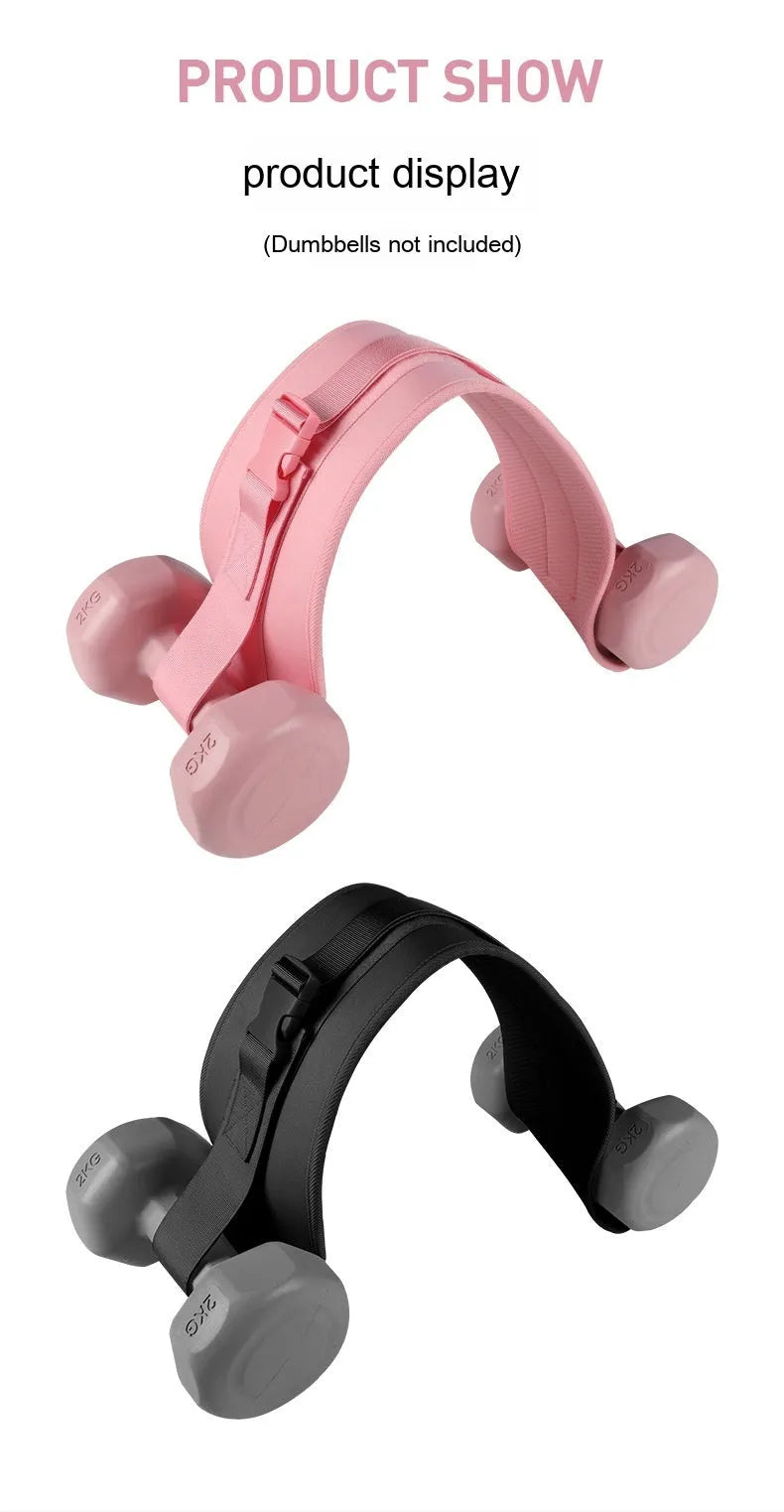 Black and pink hip bridge training belt for dumbbell and barbell exercises with lumbar support
