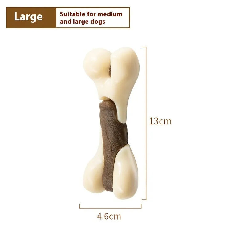 Cowhide nylon dog bone grinding rod chew toy in small and large size options