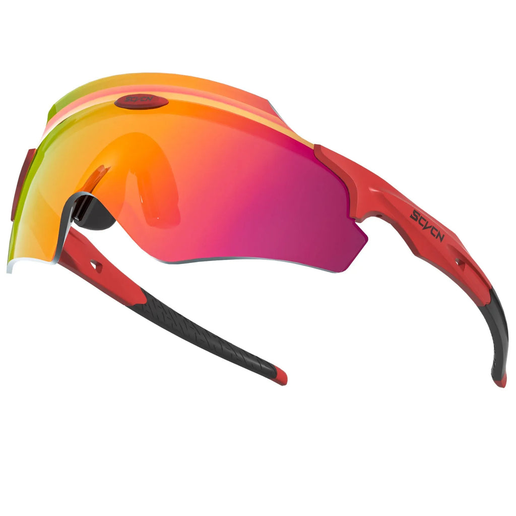 Frameless athletic windproof glasses with a colourful integrated lens in multiple style options.