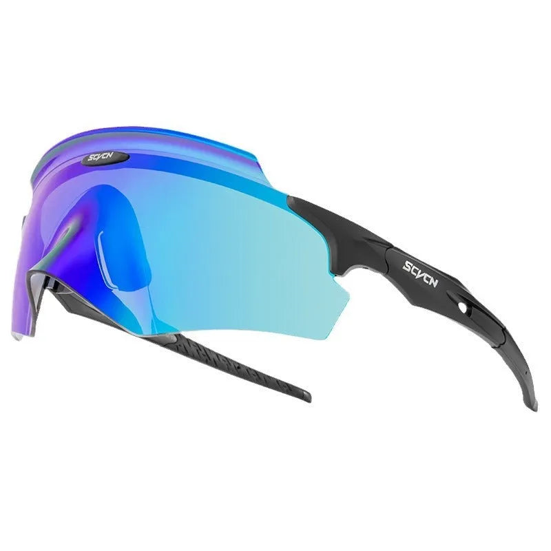Frameless athletic windproof glasses with a colourful integrated lens in multiple style options.