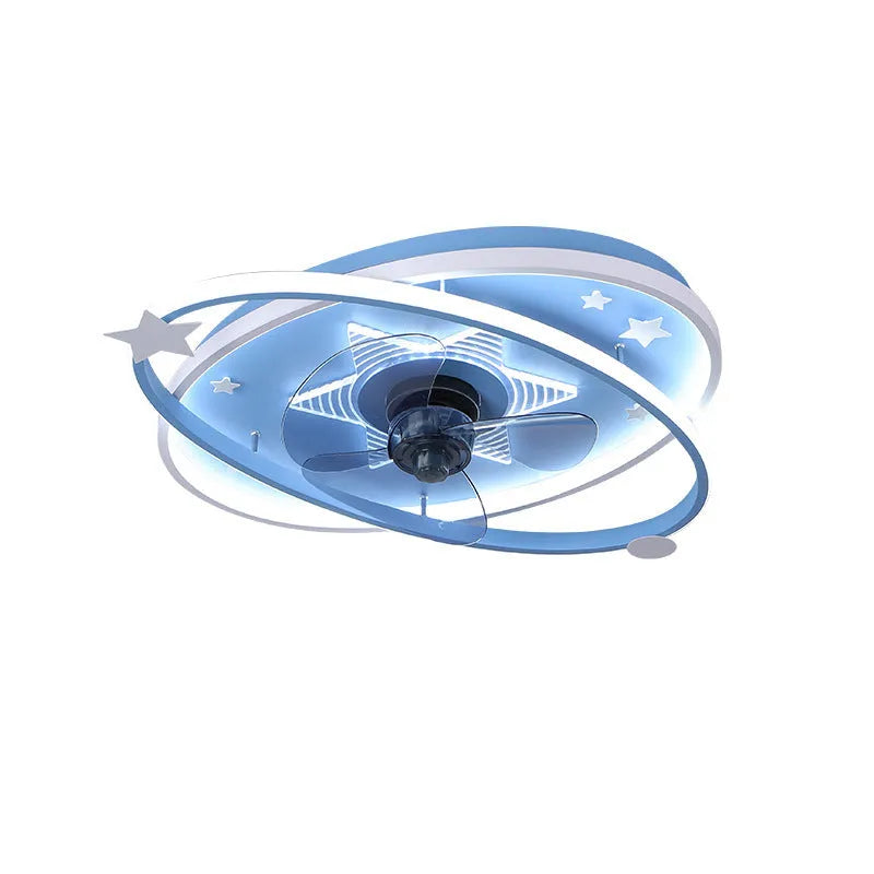 Modern iron chandelier for children's bedroom in blue or pink with remote control