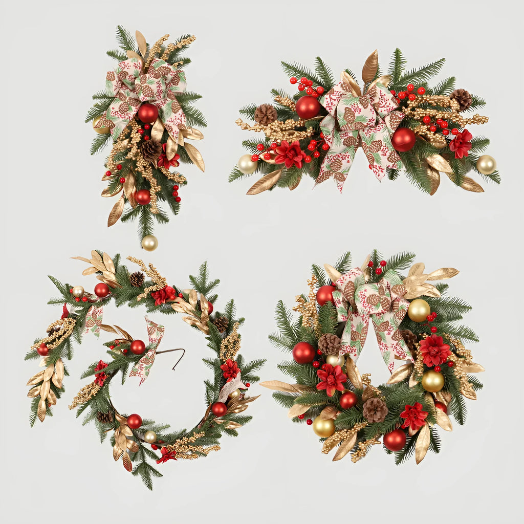 Plastic Christmas garland decorations in American country style with optional lighting
