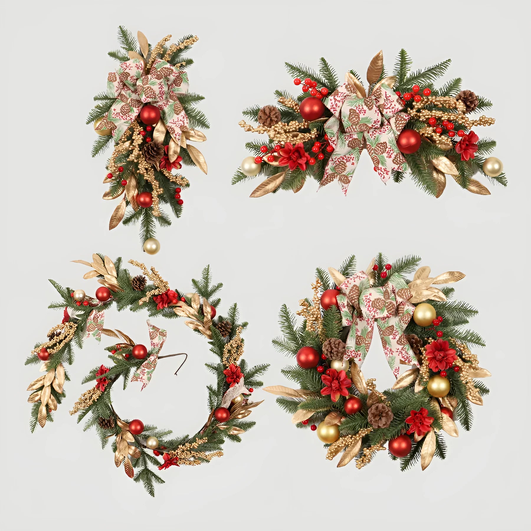 Plastic Christmas garland decorations in American country style with optional lighting
