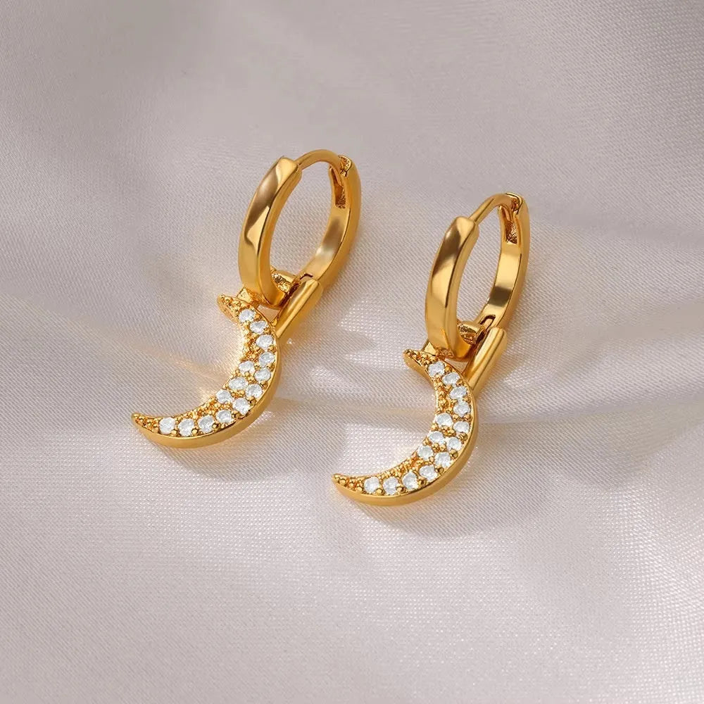 Women's geometric butterfly earrings with heart, star and bow shapes in copper