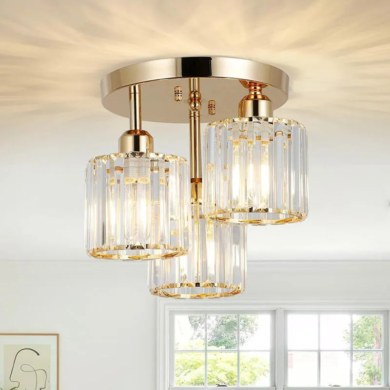 Modern crystal ceiling light in black finish for corridor or entrance installation with E27 socket