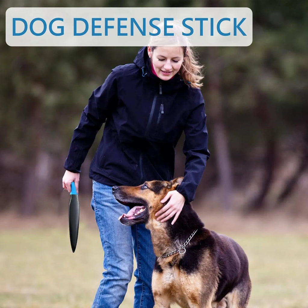 A blue and black nylon dog training break stick measuring 35cm in length.