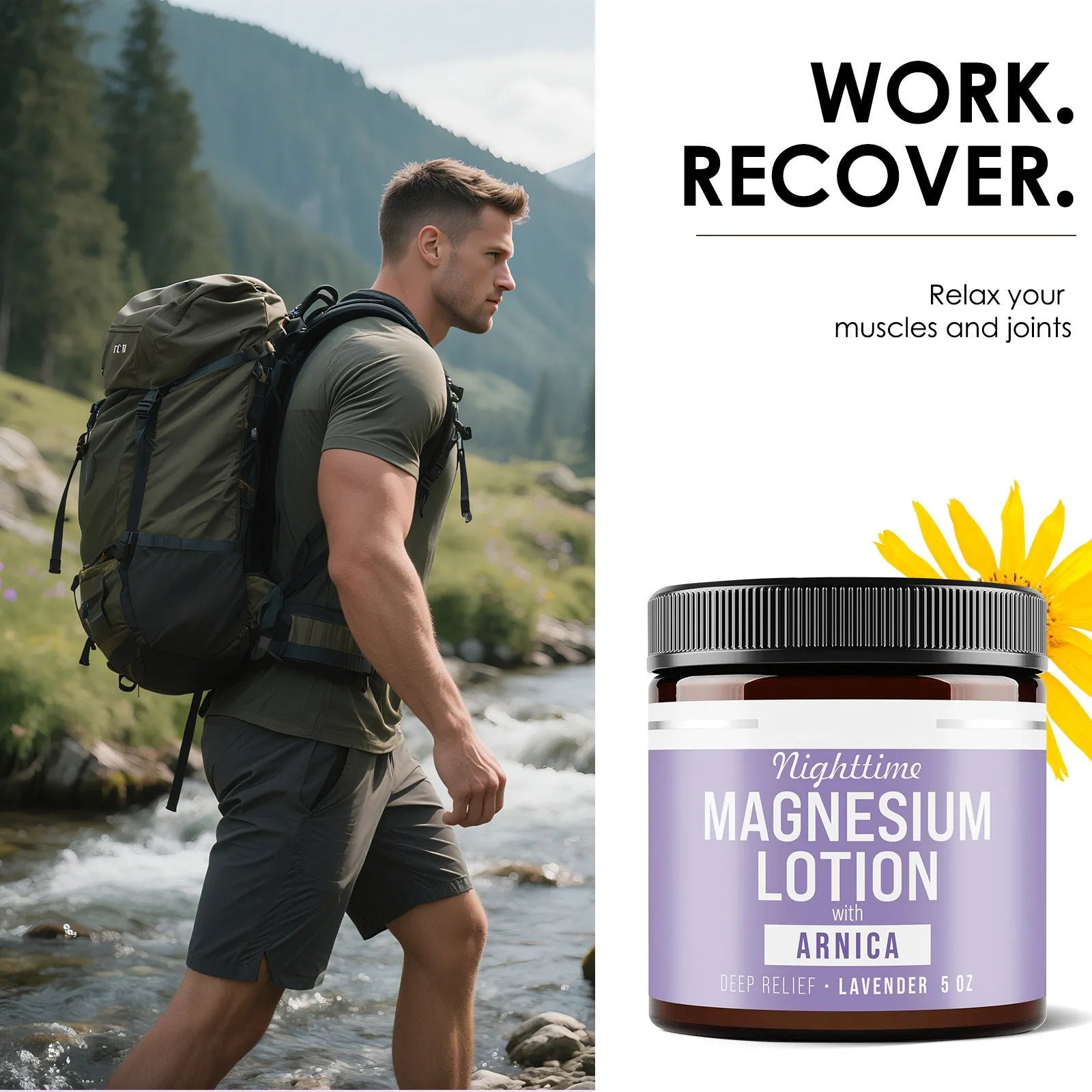 Jar of Magnesium Body Butter Cream 150ml with shea butter and grape seed oil ingredients