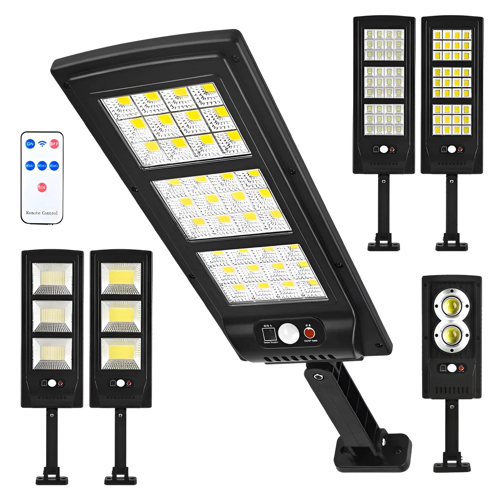 Solar powered remote control outdoor wall light with LED illumination for garden pathways