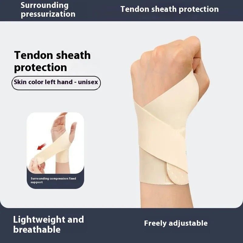 Adjustable breathable athletic wristguard in black or skin colour for badminton tennis volleyball support.