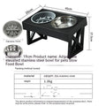 Adjustable elevated stainless steel anti-choke slow food dog bowl with double bowl set on floor