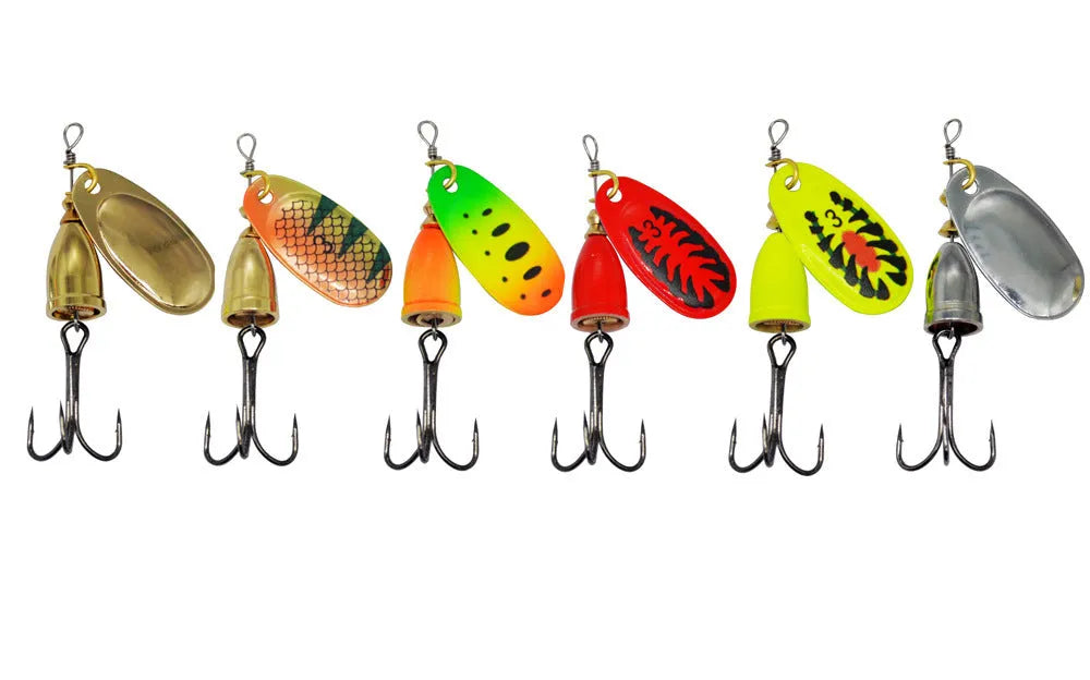 R composite rotating sequins copper bell fishing lure in seven colour variations including gold mesh and rose gold