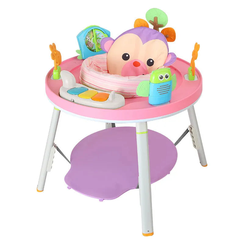 Baby jumping chair with bouncing function, gymnastic rack, and interactive toys for infant development