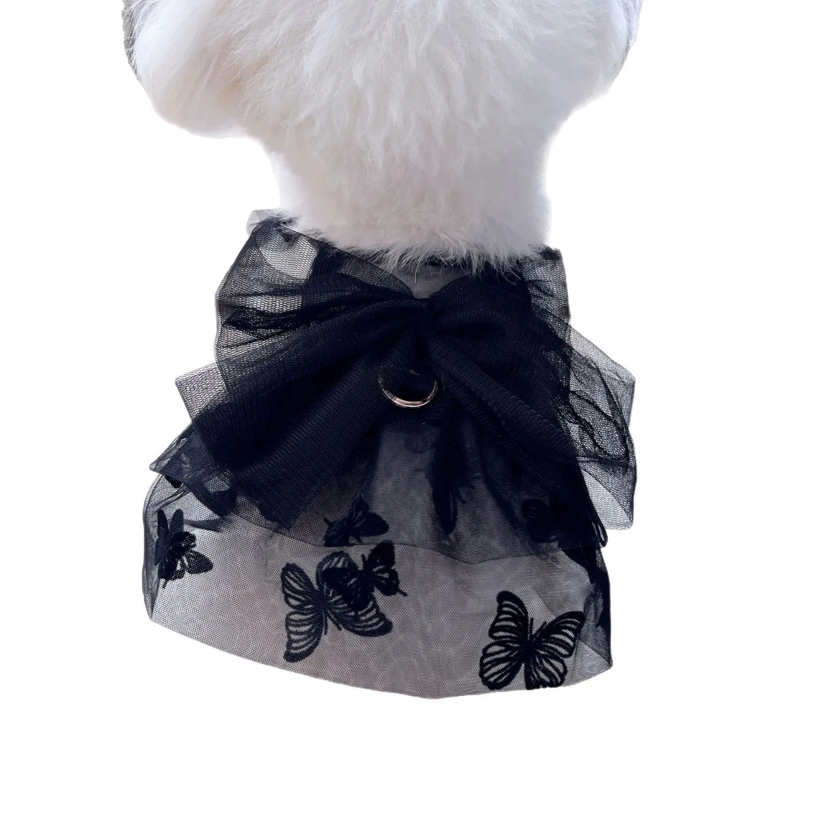 Black tulle princess skirt for small dog or cat costume wear on mannequin