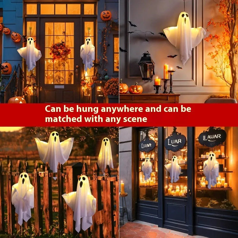 White ghost horror ambience light with cloth construction and battery operation