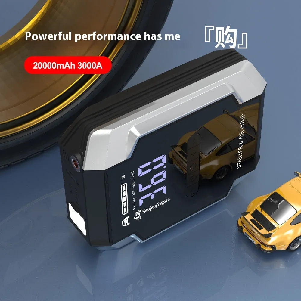12V car jump starter and air pump in intelligent Eva bag, ABS housing, 21.8x18.3x10.8cm Smart Version Plus Package