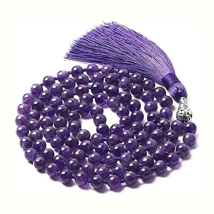 95-100cm agate tassel necklace with geometric pattern and mixed stone beads including amethyst and lapis lazuli