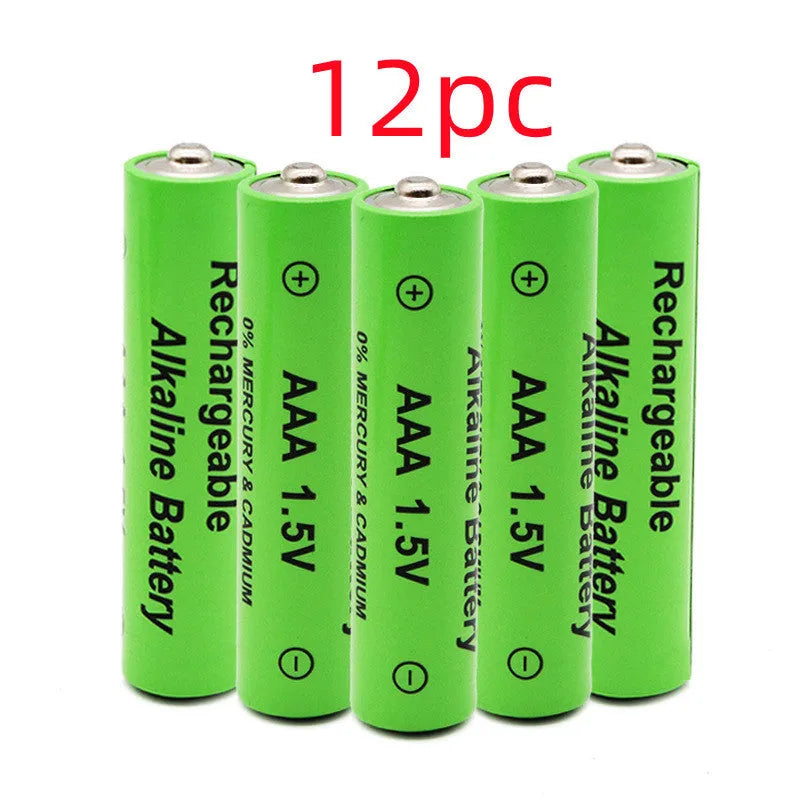 Pack of green alkaline rechargeable AA batteries with 3000mAh capacity and 1000 charge cycles