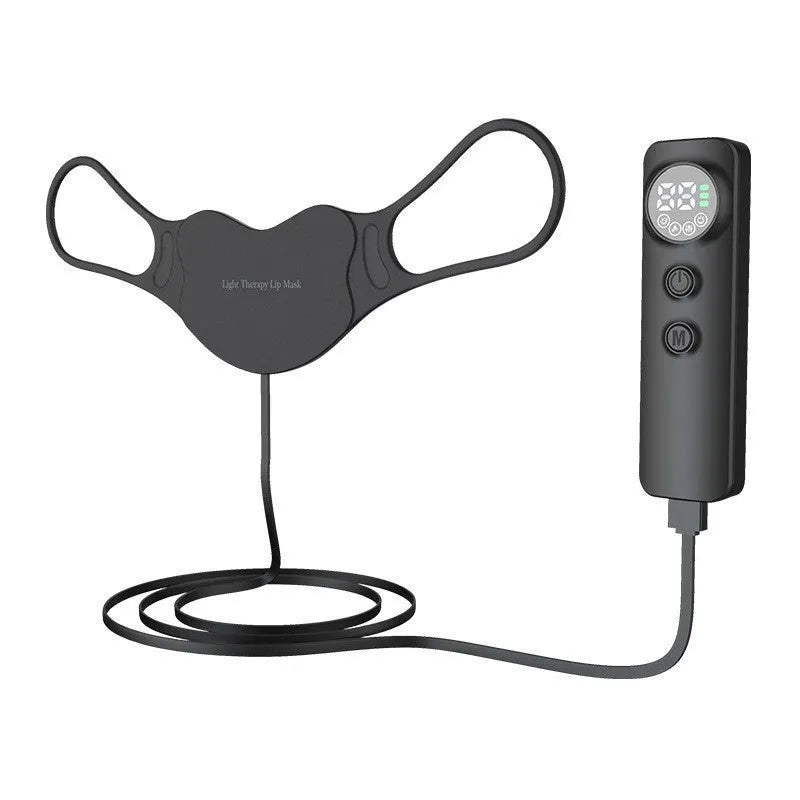 Black LED photon therapy face mask with neck treatment capability and adjustable settings