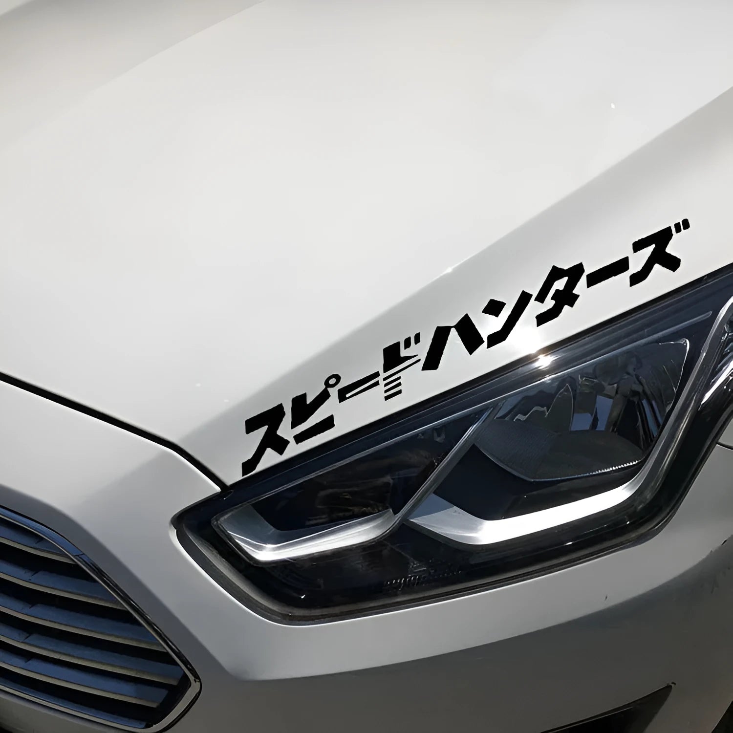 35x35 cm square Japanese reflective car sticker on vehicle surface in black colour option