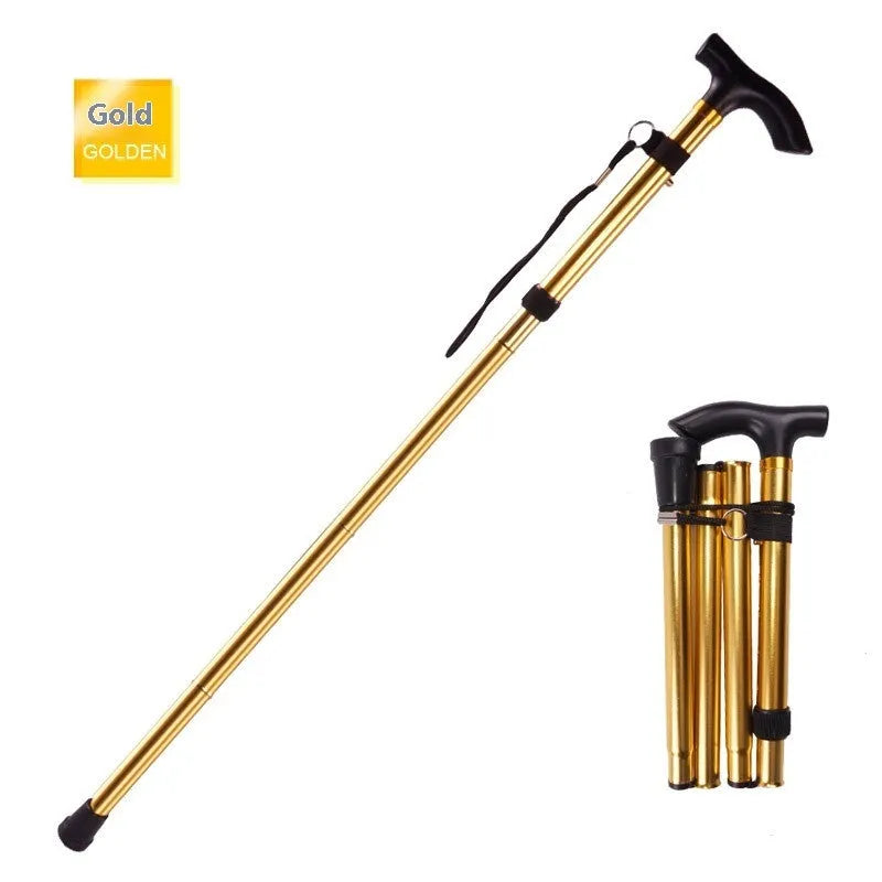 Aluminium folding walking cane with adjustable height and non-slip rubber tip