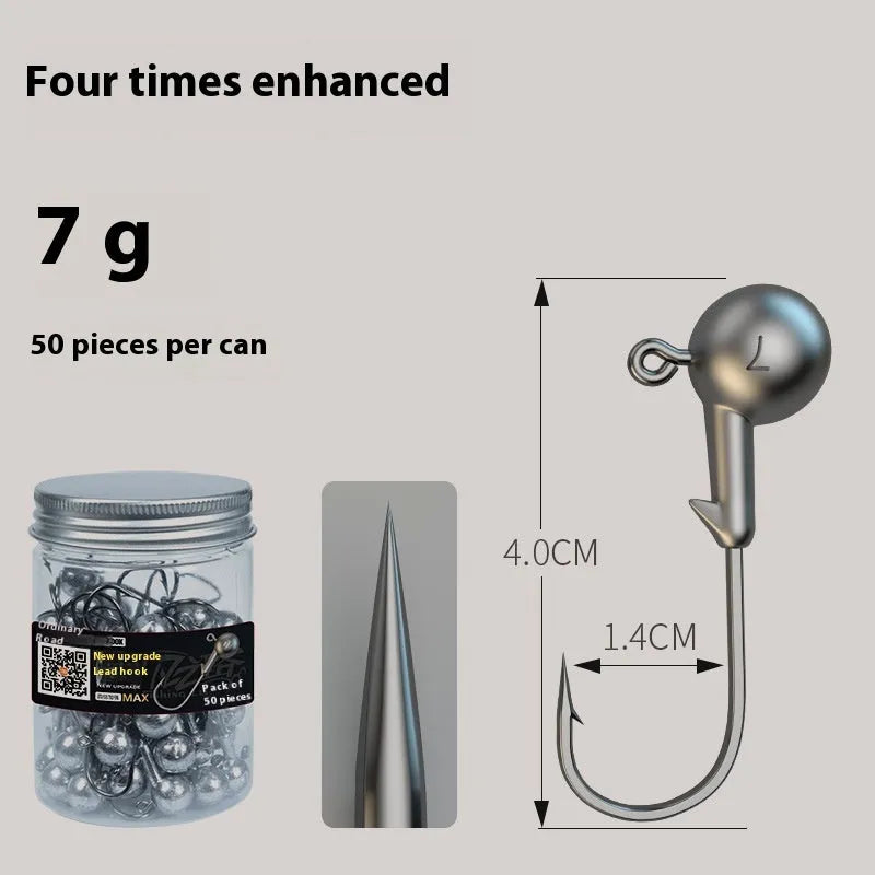 Enhanced strength fishing jig hooks set with primary colour finish and lead-headed design