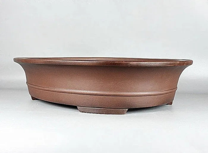 Handmade antique oval large bonsai pot in Yixing Purple Mud measuring 66cm by 53cm by 14.5cm
