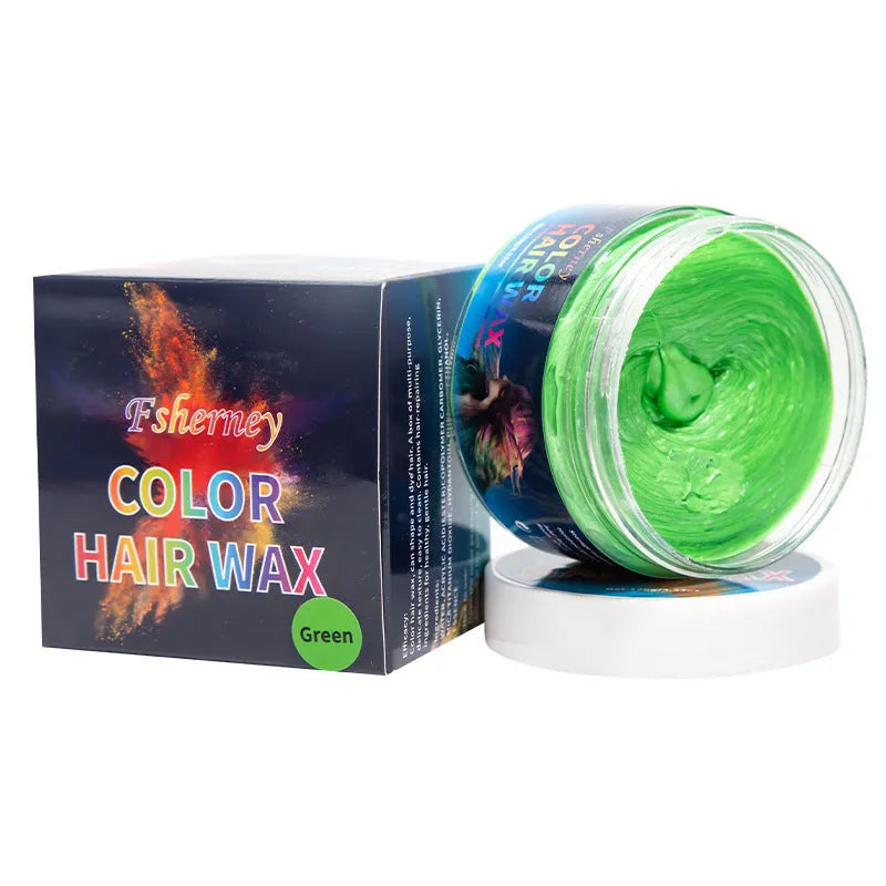 120g hair styling clay available in nine colours including white, blue, green, purple, and granny grey