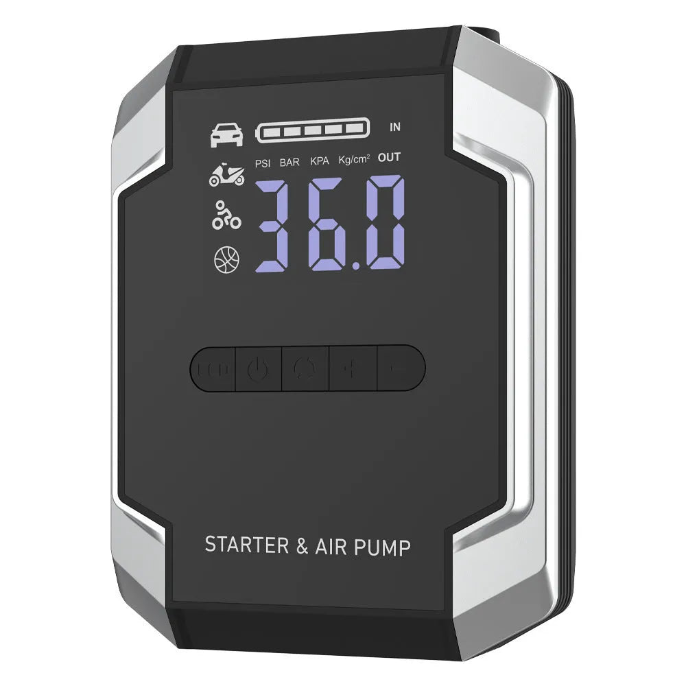 12V car jump starter and air pump in intelligent Eva bag, ABS housing, 21.8x18.3x10.8cm Smart Version Plus Package
