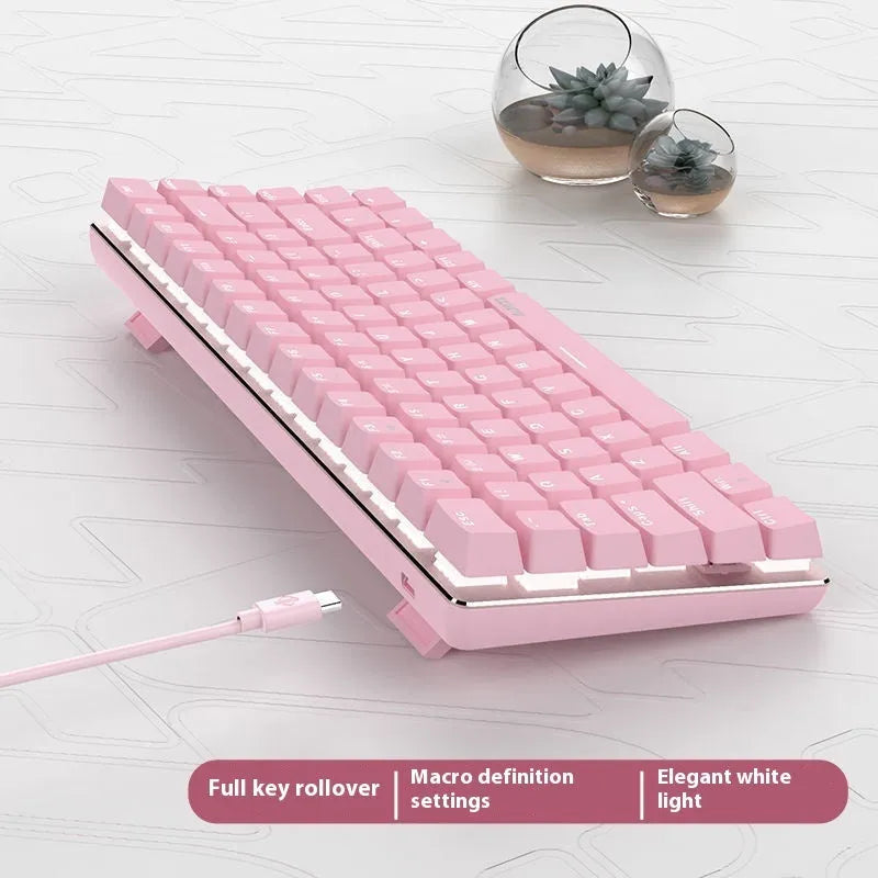 82-key metal mechanical keyboard with white backlight illumination for laptop gaming