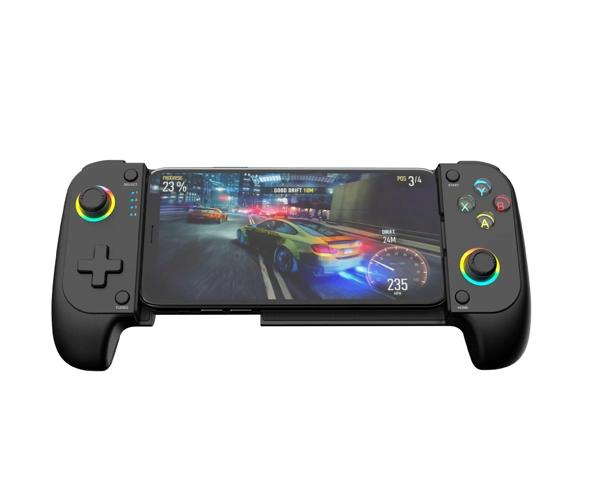 Bluetooth wireless game controller with stretchable grips for mobile phones