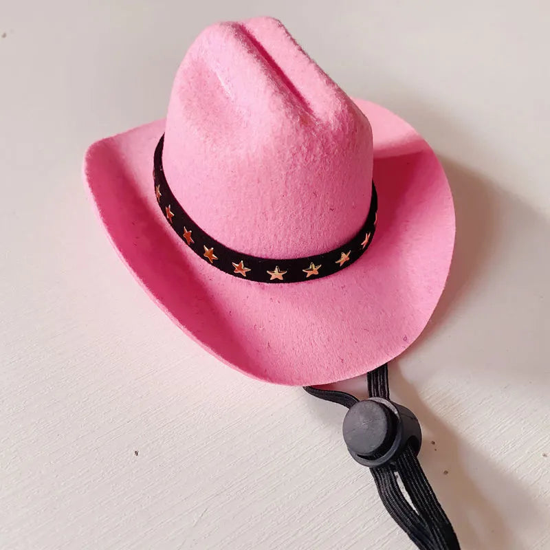 British style cowboy hat for cats in brown with decorative trim