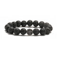 Volcanic brown agate bracelet with stainless steel clasp, geometric 19mm diameter design
