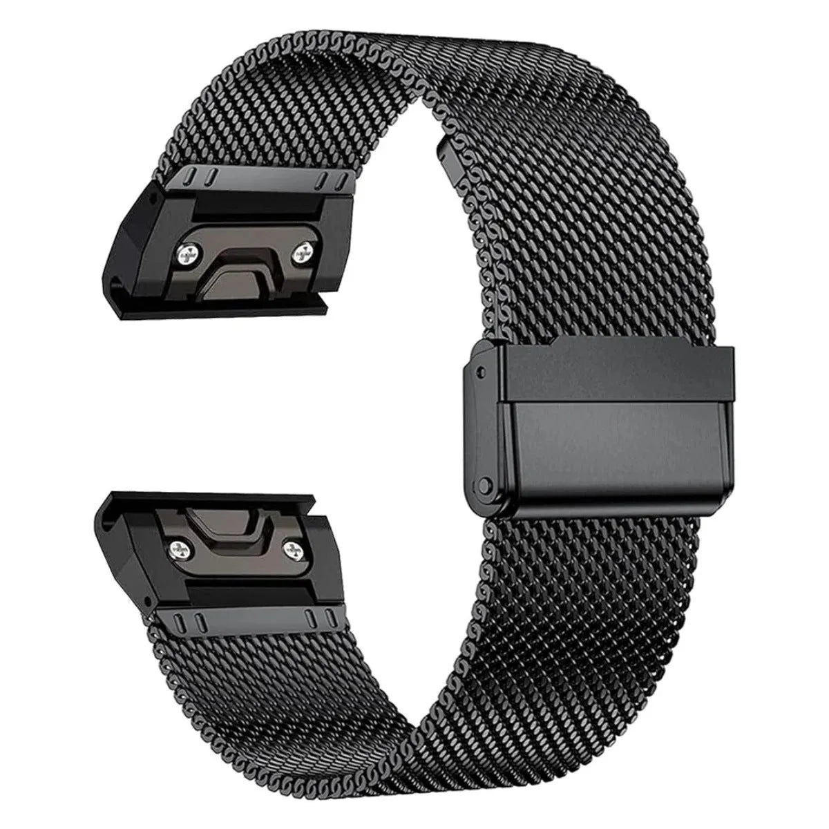 Silver stainless steel replacement strap for Garmin Fenix smartwatch showing lug width.