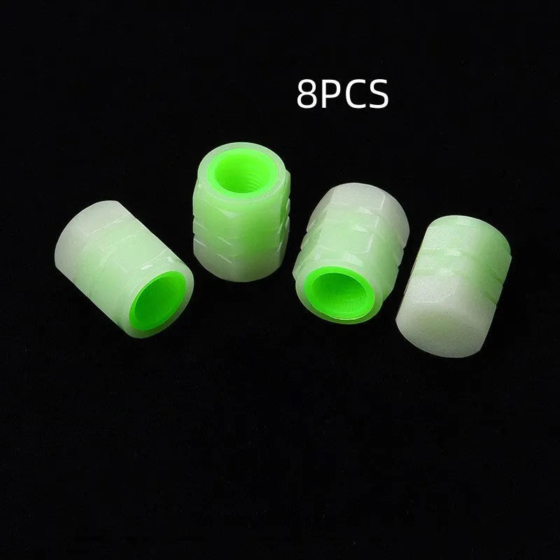 Rubber luminous car valve cap with reinforced valve, shown next to a 16x12 mm measurement graphic.