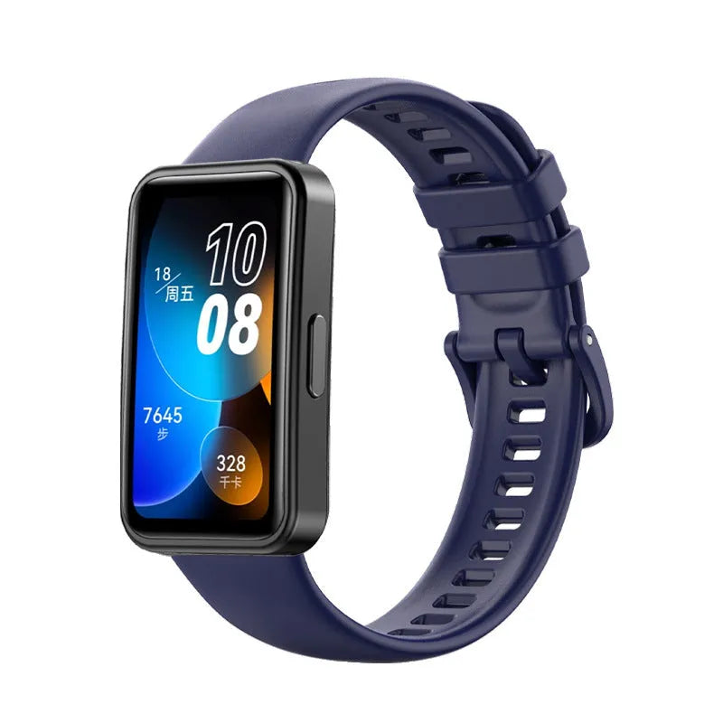Huawei silicone bracelet watch strap in black, one of eleven colour options