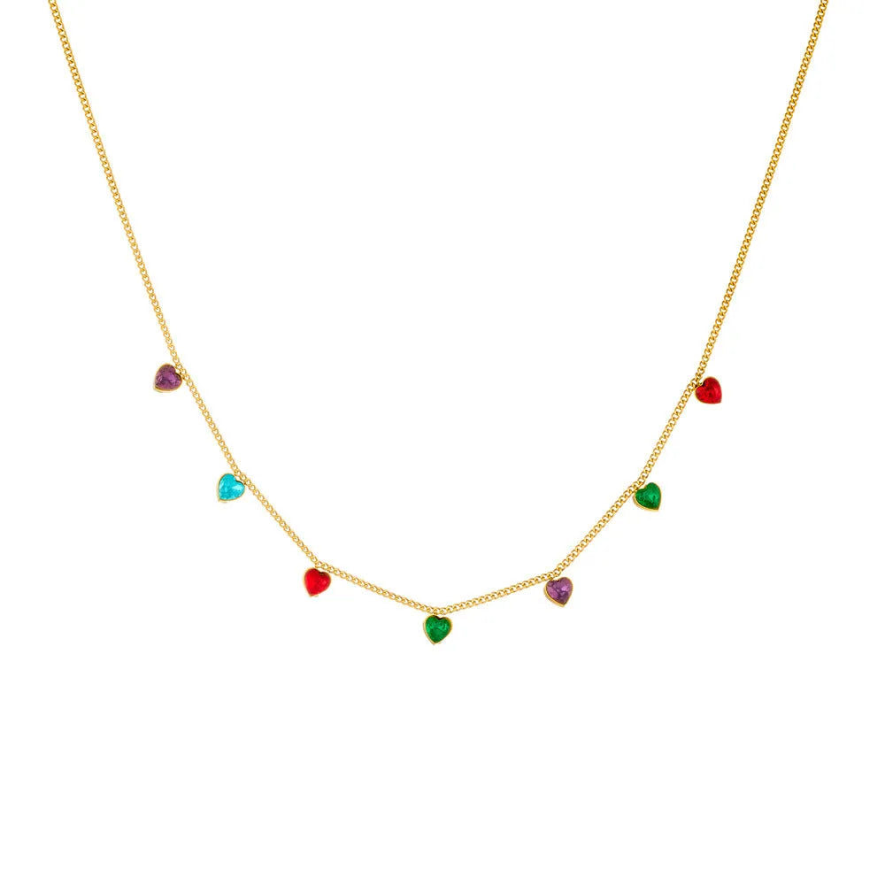 Gold-plated stainless steel necklace with heart pendant, adjustable 41-50cm length