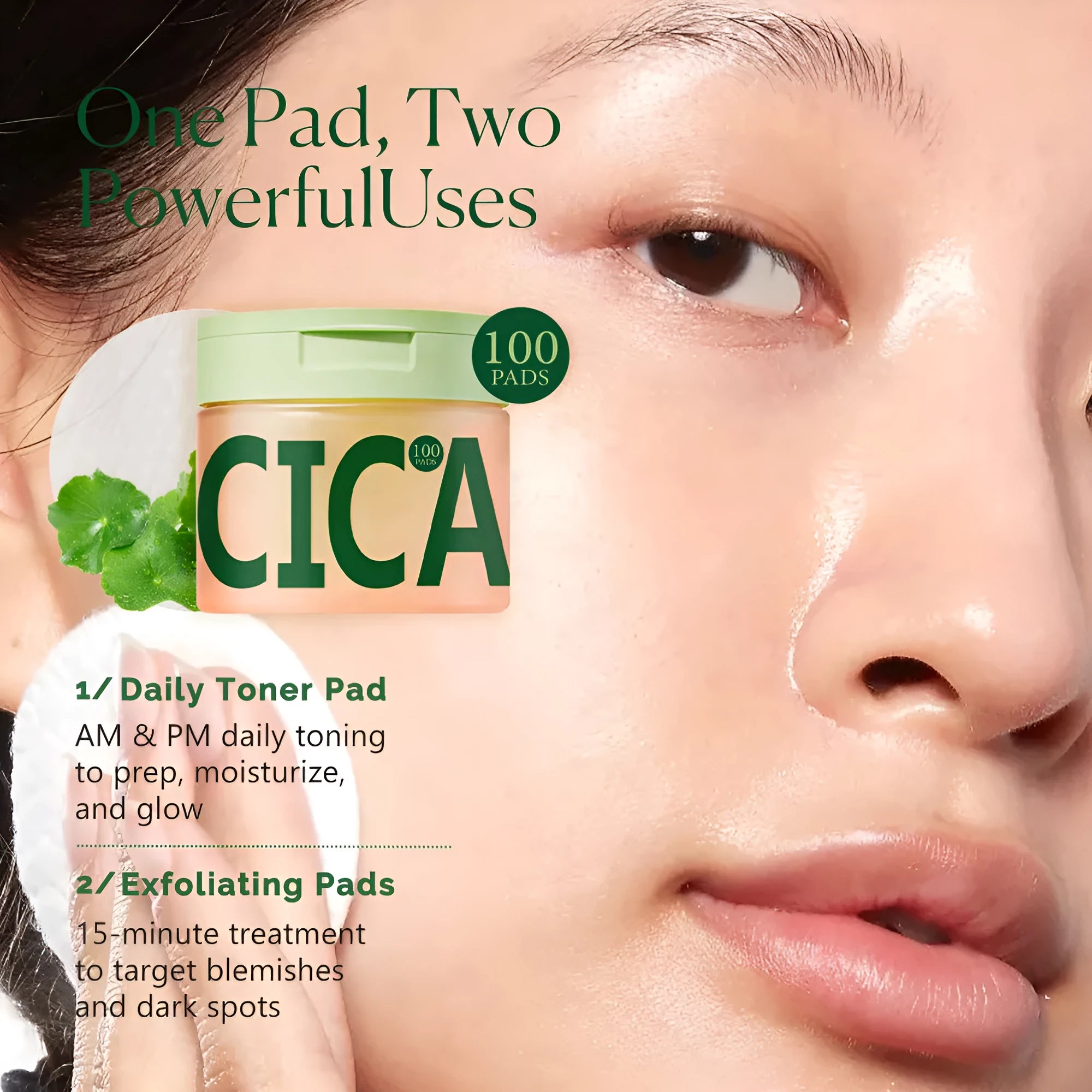 Pack of 100 centella asiatica cleansing and skincare toner pads for dark spots