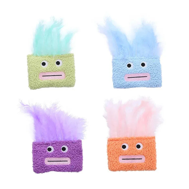 Colourful big mouth explosion head shaped plush cat toy with catnip.