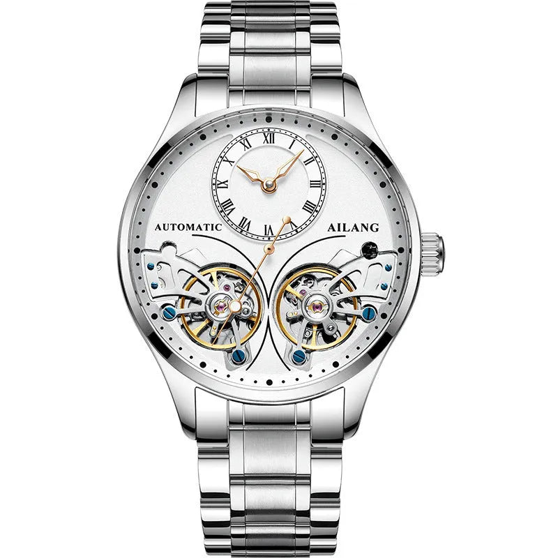 Automatic men's watch with tourbillon and moon phase complications in titanium case
