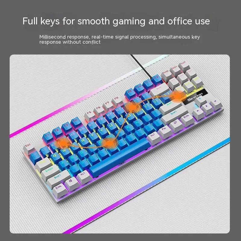 K87 mechanical keyboard in selected colour with green or red switches and metal case