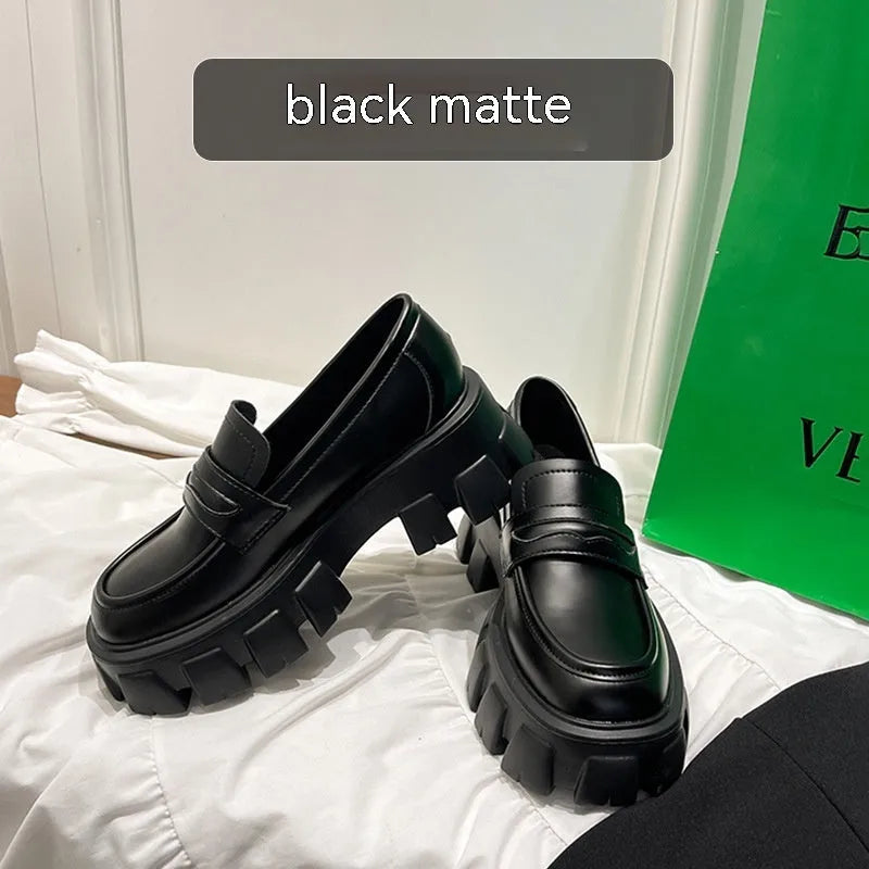British style wide fit patent leather loafers with rubber sole in matte finish